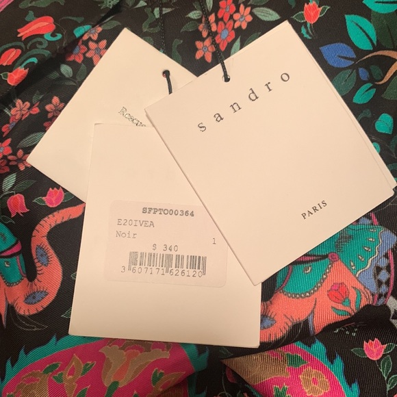 Sandro Paris Ivea Printed Square Neck Blouse Small 1 - Picture 7 of 8